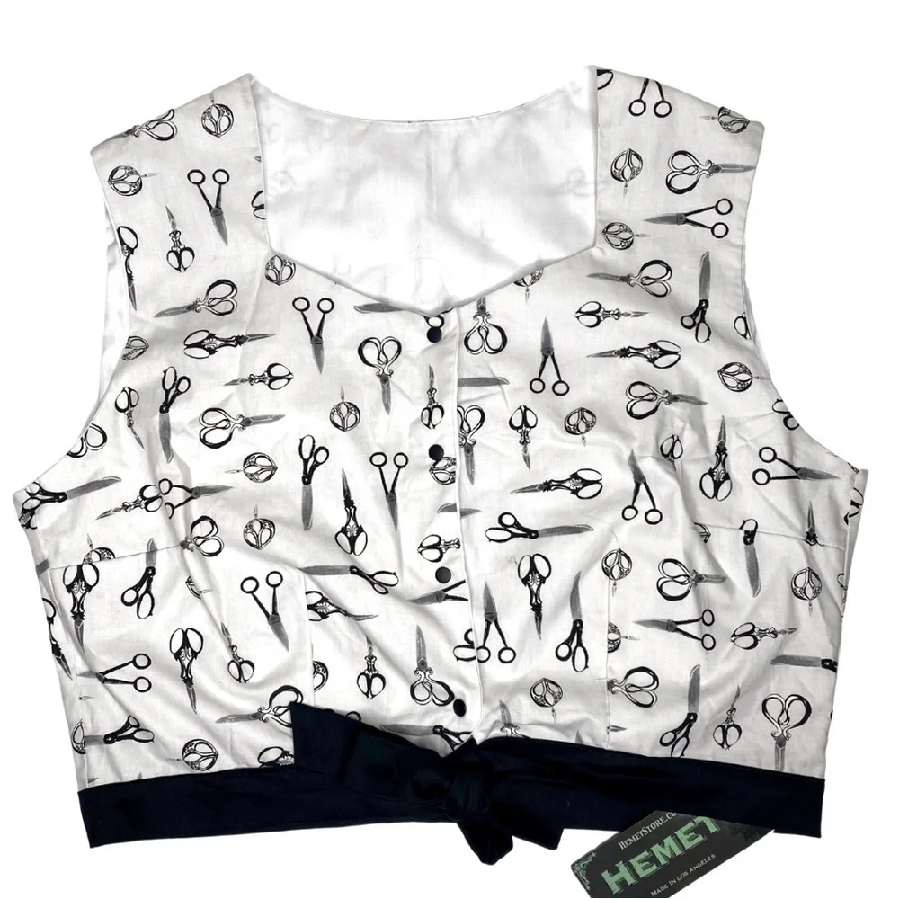 Hemet Stylist at Heart Scissor Top Pin-Up Novelty Print Sz 3x NWT - Picture 1 of 10